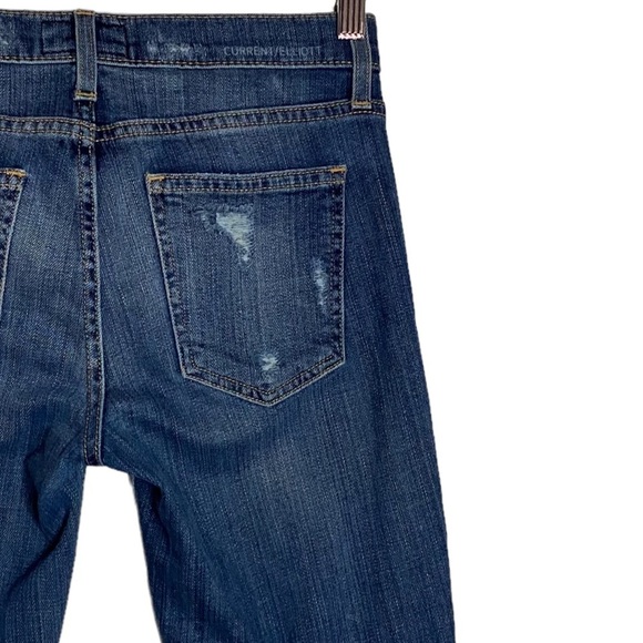 Current/Elliott The Stiletto Dark Shredded Distressed Mid Rise Ankle Jeans 25 - Picture 11 of 16